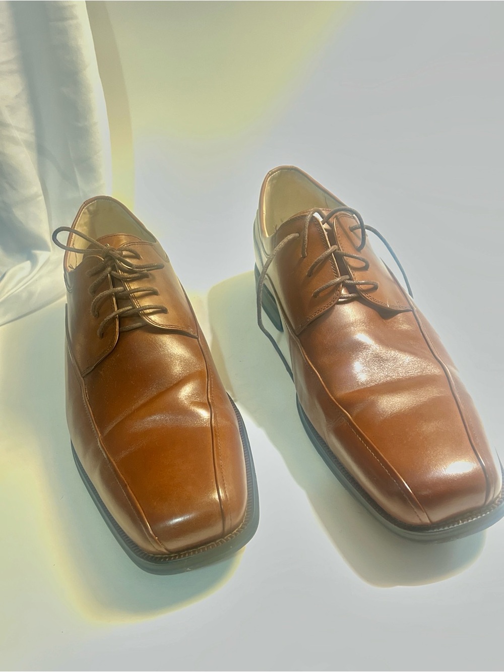 Florsheim Cognac Brown Leather Lace-Up Oxfords